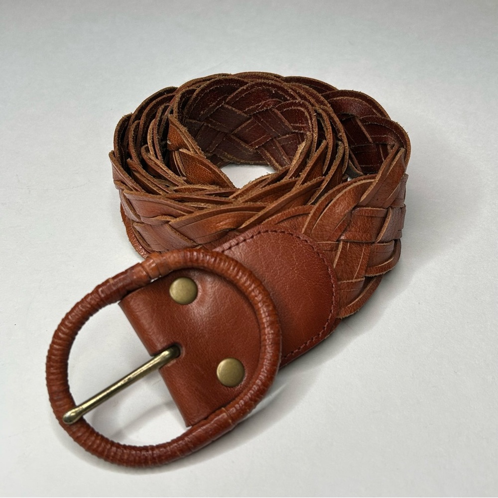 Linea Pelle Hand Made Braided Leather Belt Western Country Bohemian Festival Y2K